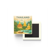 Tayland - Thailand - Paper Cut Art - Baskılı Buzdolap Magneti Kare - 9x9 Cm
