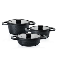 Schafer Hektor 3 Lü Döküm Tencere Seti 6 Parça-siyah