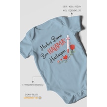 Morivokids Herkes Bana Ben Halama Hastayım Kısa Kollu Bebek Body %100 Pamuk Bebe Mavisi