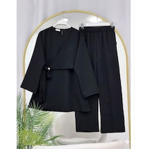 Lovie Moda Kruvaze Bağlamalı İkili Takım Siyah