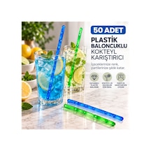Plastik Baloncuklu Kokteyl Karıştırıcı 50 Adet Renkli İçecek Karıştırma Çubuğu - 920879689