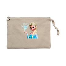 Karlar Ülkesi Elsa Face Krem Clutch Astarlı Cüzdan / El Çantası Krem