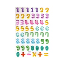 Sticker Kabartmalı A4 Boyutunda Stiker Defter, Planlayıcı Etiket- Ak068 - Rakam Sayı Pastel Çok Renkli