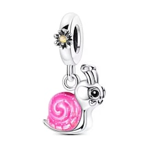 Sevimli Pembe Salyangoz Sallantılı Charm Gümüş