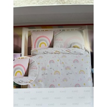 Rainbow Kız Bebek Nevresim Takımı Nevresim100 150cm/çarşaf120 160cm/yastık35 45 Cm Pembe