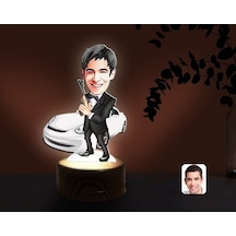 Kişiye Özel Erkek Ajan Karikatürlü Dekoratif 3D Biblo Led Işıklı