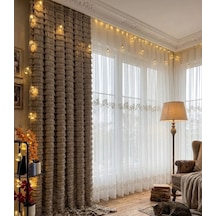 Nivemeshome Eylülzade Gold Detay 1/3 Pileli Tül Perde Apm Ekru
