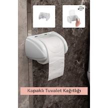 Buççin Online Mağaza Kapaklı Tuvalet Kağıtlığı Şeffaf Yapışkanlı Tuvalet Kağıtlığı Aparatı - Duvara Asılabilir Plastik Be Çok Renkli