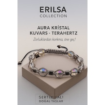 Sertifikalı Terahertz Aura Kristal Kuvars Taşı Bileklik Zorlukl Çok Renkli