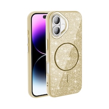 Zore İphone 17 Kılıf M-safe Şarj Özellikli Parlayan Simli Ogaa Okso Kapak - Gold Altın