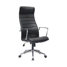 Atom Ofis Relax Siyah Suni Deri Yönetici Makam Koltuğu, Ergonomik, Yüksek Sırt, Bel Desteği, Krom Ayak, 360 Derece Dönebilir, 52x50x122-130 Cm Çok Renkli