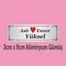 İsim Tasarımı Yapılabilir Kapı İsimliği Aliminyum Parlak Levha 3cm X 9cm Ölçüsünde