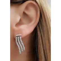 Oseshop Zirkon Taşlı Tasarım Gümüş Küpe