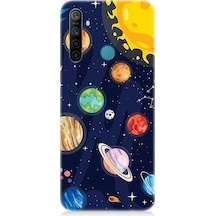 Realme 6i Uyumlu Gezegenler Ve Yıldız Haritası Desenli Silikon Kılıf