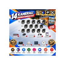 14 Kameralı 4k Sesli İp Güvenlik Kamerası Seti 5mp Gece Renkli Görüş 21 Warm Led Poe 421wsp