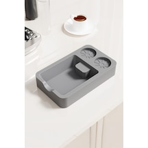 Kaymaz Silikon Kahve Mat İstasyonu Tamper Tutucu Knock Box Mt255 Gri