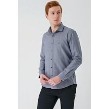 İmza Gri Uzun Kollu Oxford Cepsiz Pamuklu Klasik Slim Fit Dar Kesim Gömlek 1004240235-gri Gri