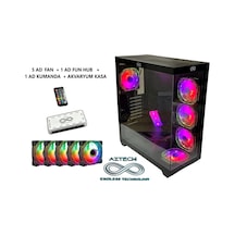 Aztech Azt101-b 600w Temperlı Cam U.kumandalı+5xrgb Fan Akvaryum Gamıng Kasa Sıyah