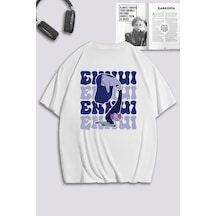 Unisex Kadın Erkek Ters Yüz Sırt Baskılı Özel Tasarım Oversize T-shirt Beyaz4 Mck0565 Beyaz