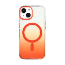 Zore İphone 14 Kılıf M-safe Şarj Özellikli Transparan Renk Geçişli Nvth Toros Kapak - Turuncu