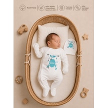 Pia Baby İsimli Erkek Bebek Tulum %100 Pamuk İsme Özel Organik Baskılı Bebek Tulumu 2031t3x Ekru