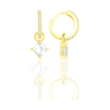 Söğütlü Silver Gümüş Altın Yaldızlı Baget Kesim Zirkon Taşlı Halka Küpe