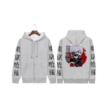 Japonya Anime Tokyo Ghoul Kapşonlu Sweatshirtler Harajuku Kaneki Ken Baş Poster Karikatür Crewneck Moda Kadın Gevşek Patchwork Sweatshirtler Gri