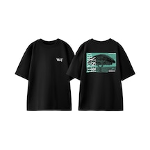 Thewert Dont Need Reason Ağaç Tasarım Sırt Baskılı Pamuk Siyah Oversize T-shirt