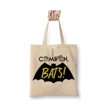 Toyaso Come On Bats Beyaz Bez Çanta Uzun Saplı Alışveriş Çantası Plaj Çantası Beyaz