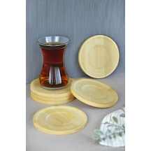 Bambu Serisi 10 Cm Genişlikte Yuvarlak 6&apos Lı Çay Bardağı Altlığı 1