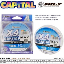 Wily Capital 4 Kat İp Misina 150 Mt Multi Color 0,14