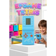 Pilli Sesli 9 Butonlu 9999 İn 1 Renkli Nostaljik Tetris Eğitici Ve Eğlenceli Oyuncak El Konsolu Mavi