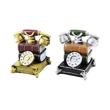 Ankesörlü Telefon Vintage Dekoratif Biblo - Kumbara Renkli 15.5x15.5x10cm Reçine
