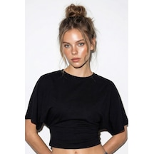 Shade Kadın Beli Büzgülü Bisiklet Yaka T-shirt Öt261003 60283996 - Siyah