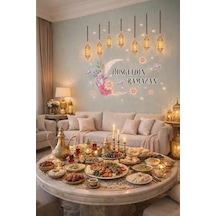 Sticker Hoş Geldin Ramazan Dekorlu Ahşap Kapı Süsü, Ramazan Süsleri, Ramazan Tavan Süsü, Dekor İftar, Sahur