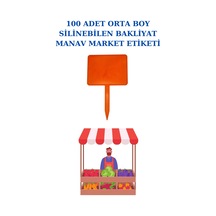 Yaz Sil Orta Boy Sapla Bakliyat Etiketliği 100 Adet Manav Pazarcı Etiketi 001 Turuncu