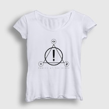 Presmono Kadın Logo Panic At The Disco T-shirt Beyaz