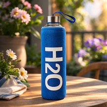 H2o Kılıflı Cam Matara - Şeffaf / Mavi - 750 Ml Çok Renkli