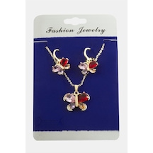 Flzdgnkr Kelebek Zirkon Taşlı Set Kolye-yeşil Çok renkli 41850448