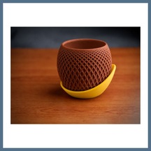 Buradabulabilirsin 3d Baskı Küre Saksı - Kafes Dokulu İki Parçalı Dekoratif Saksı - Kahverengi-sarı Bbz 59653557