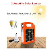 Çok Fonksiyonlu 2 Ampüllü Güneş Enerjili Taşınabilir 3 Mod Işılda Turuncu