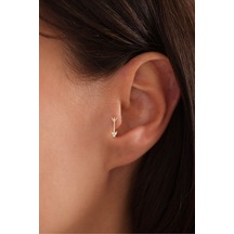 14 Ayar Altın Taşlı Ok Tragus Küpe