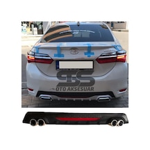 Toyota Corolla Uyumlu 2013-2018 Difüzör Arka Tampon Eki 4 Egzoz Çıkışlı Siyah Reflektörlü