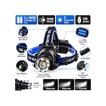 Ct-9123 Poyraz Şarj Edilebilir Led Kafa Lambası Zoomlu, 3 Modlu Siyah