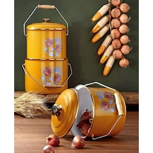 Bonera Emaye 3 Lü Bakraç Set - 14-16-18 Cm Hardal Sarısı