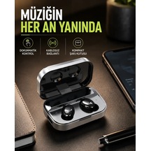 Gerçek Kablosuz Kulaklık Bluetooth 5. 0, Şarj Kutulu, Parmak İzi Kontrollü Diğer