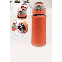 Deri Kılıflı Pipetli Cam Matara - 500 Ml-h2o87152 Turuncu