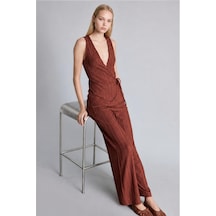 Defacto Wıde Leg Geniş Paça Kırışık Dokulu Kahverengi Pantolon H5275ax26smbn495 Kahve-bn495