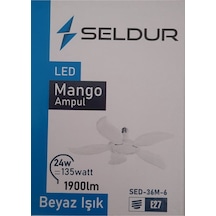 Seldur 24w Mango Led Ampul E27 6500 K Beyaz Işık Beyaz Işık E27 Led Ampul 24 Watt Yok