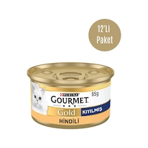 Gold Kıyılmış Hindi Etli Konserve Yetişkin Kedi Maması 12 X 85 G